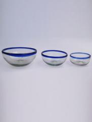 Cobalt Blue Rim Three Sizes Snack Bowls (set of 3)